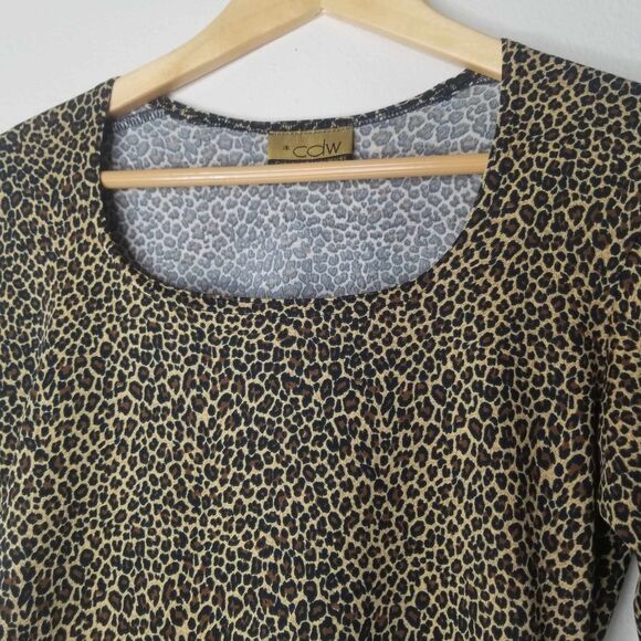 Vintage Mob Wife 90's Y2K Square Neckline 3/4 inch sleeves Leopard Print Sz S - Picture 3 of 9